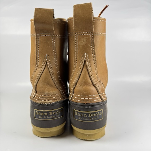 LL Bean Men's Brown Leather 8" Lace Up Unlined Ankle Duck Boots Size 7 M - Picture 5 of 12